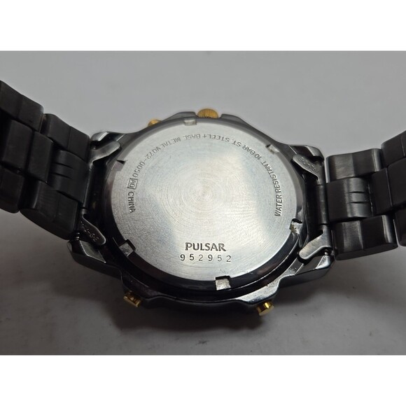 Pulsar by Seiko V0720050 Alarm Chrono Ana Digi Watch Black Gold Mens New Battery - Picture 12 of 13